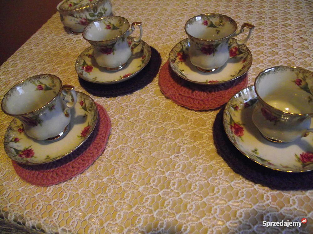 PUDROWO LAWENDOWE PODKŁADKI POD FILIŻANKI ART DE odcienie różowego wielkopolskie