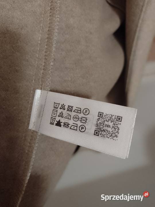40L ZARA Beżowy płaszcz z kapturem i paskiem z Zara Moda i Styl