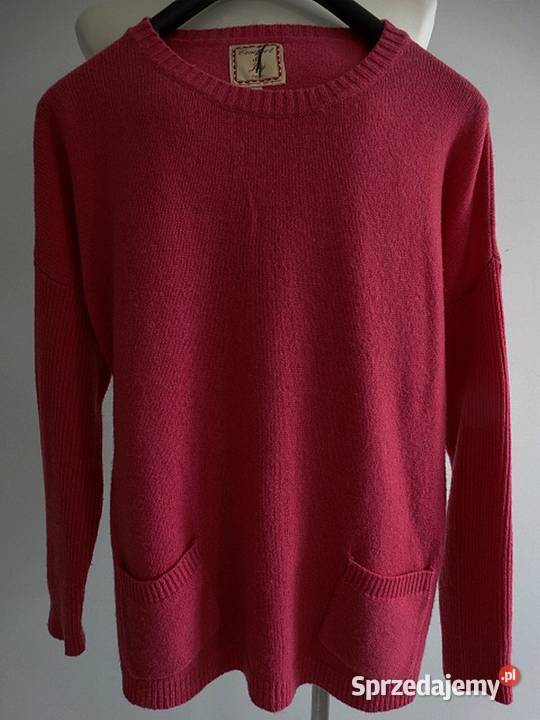 Sweter Wełniany Wełna Jagnięca Malinowy Kolor Łomża