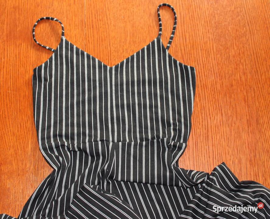 Kombinezon czarnobiały letni na ramiączkach