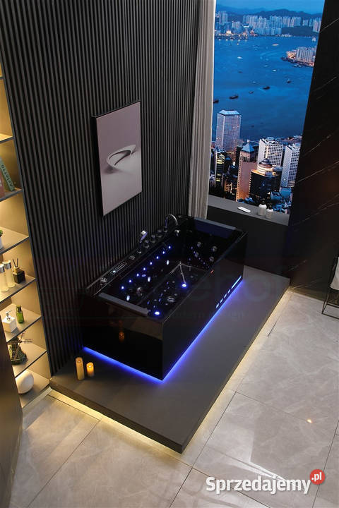 Czarna wanna z hydromasażem EBXD710 prostokątna Grabówka sprzedam