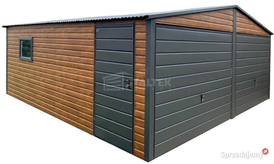 Garaz blaszany 6x58 2x brama uchylna drzwi okno Sprzedaż Przasnysz sprzedam