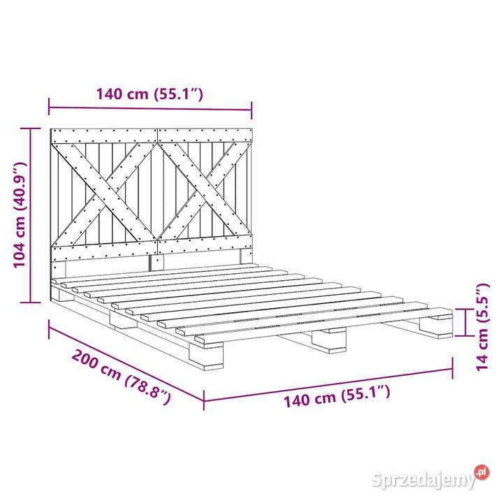 Rama łóżka z wezgłowiem lite drewno sosnowe 140cm mazowieckie sprzedam
