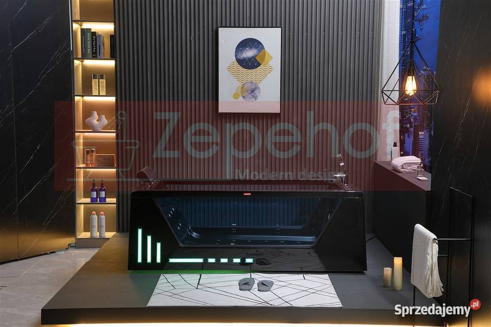 Czarna wanna z hydromasażem BC607 Schwarz Grabówka