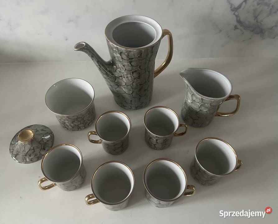 Serwis kawowy porcelana Włocławek z lat PRLu Łódź