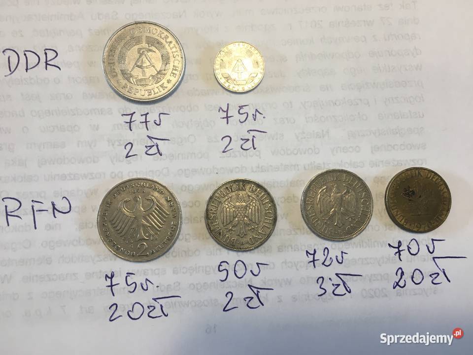 MONETY NIEMIECKIE LATA 70 TE Grodków sprzedam