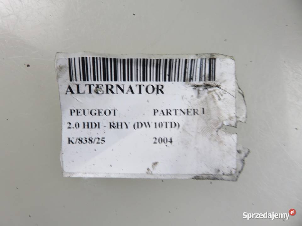 ALTERNATOR PEUGEOT PARTNER 20 HDi 9646476280