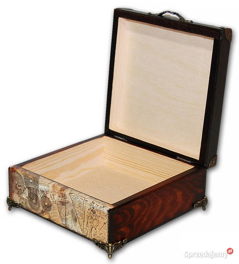 Drewniana SZKATUŁKA nóżki MADAME steampunk 16X16 Bydgoszcz