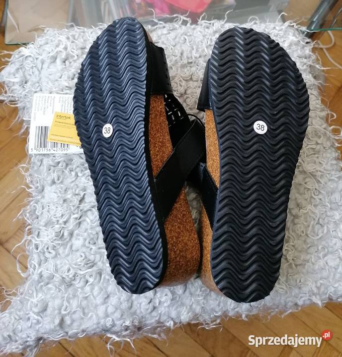 NOWE CZARNE SANDAŁY DAMSKIE TOMROSE R38