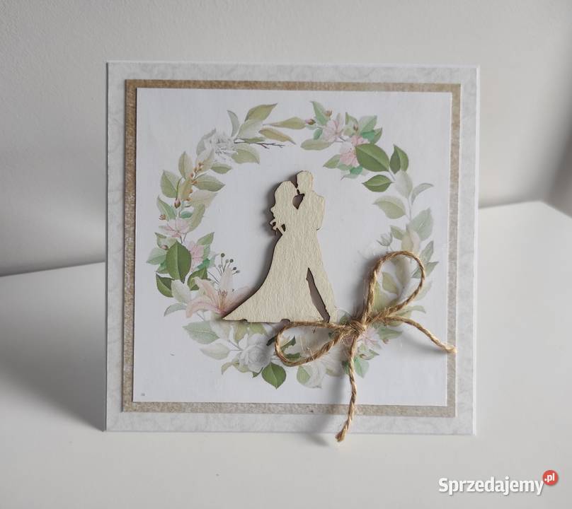 Kartka ręcznie robiona na ślub Para Mloda łódzkie Łódź sprzedam