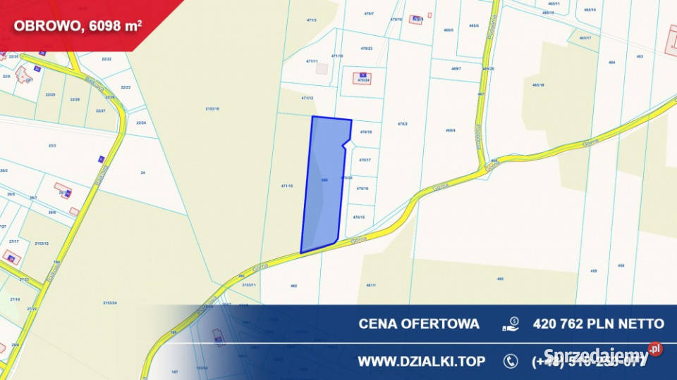 DZIAŁKA INWESTYCYJNA Z WZ NA DO 6 DOMÓW 6098 m Obrowo