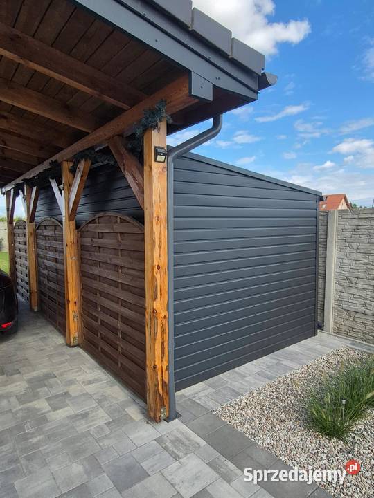 Garaż blaszany 3x5 grafitowy jednospadowy na bok Ogród Jodłownik