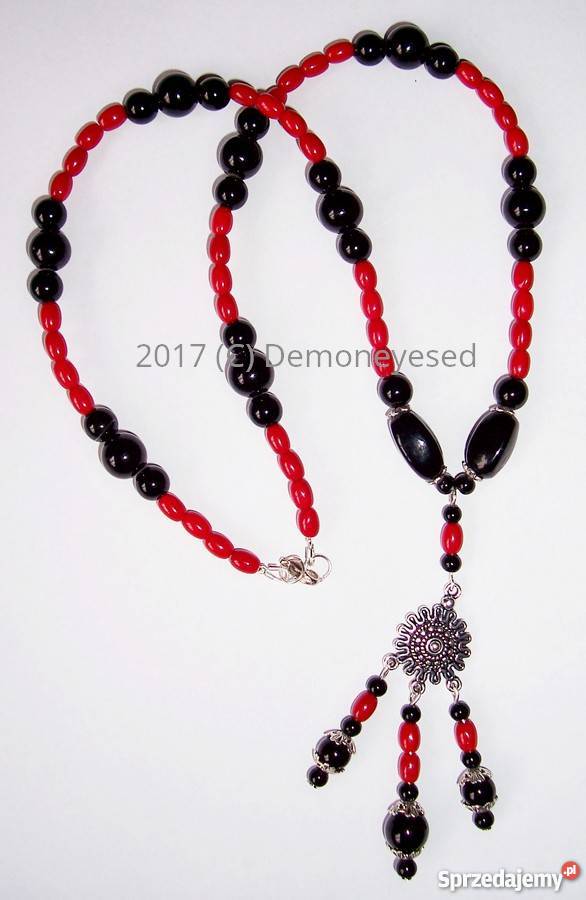 Sexy naszyjnik czarne czerwone koraliki Naszyjniki małopolskie Kraków