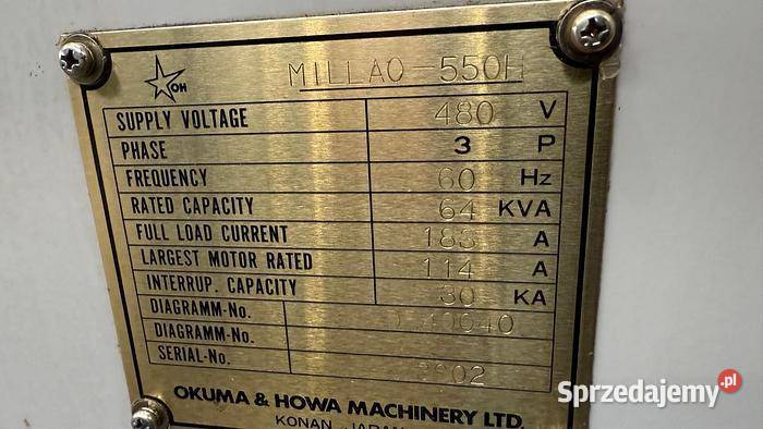 Poziome centrum obróbcze Okuma Howa Millac 550H