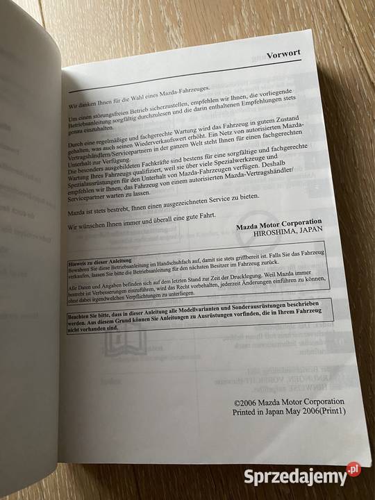 Instrukcja obsługi Mazda 3 wersja niemiecka Warszawa