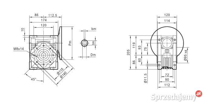 Silnik Elektryczny 075kW 1390 PRZEKŁADNIA I75 Części zamienne