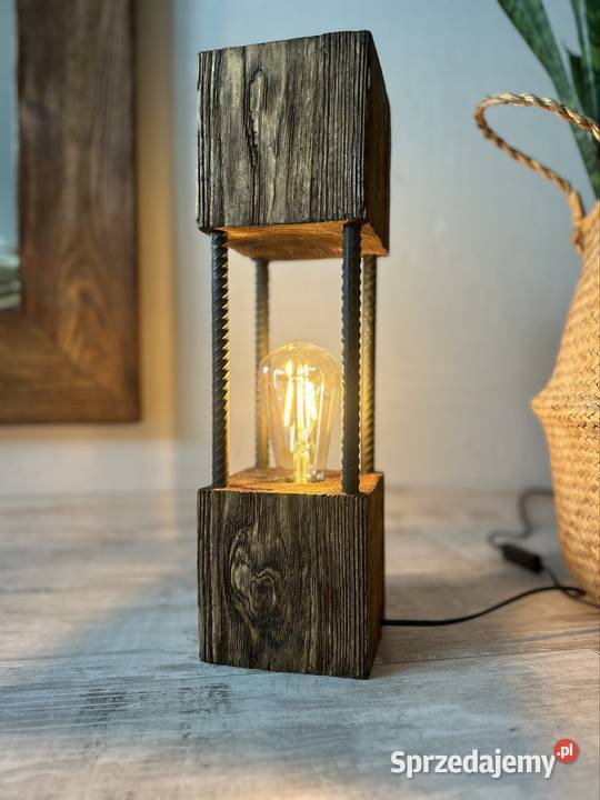 Lampa loft drewniana vintage 42 stojąca Wrocław