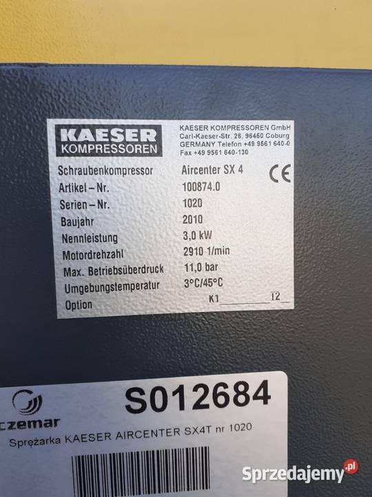 Sprężarka śrubowakompresor Kaeser AIRCENTER SX4 Wilków