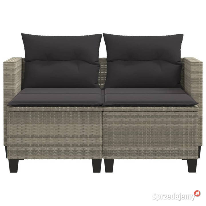2osobowa sofa ogrodowa z podnóżkami jasnoszara Warszawa