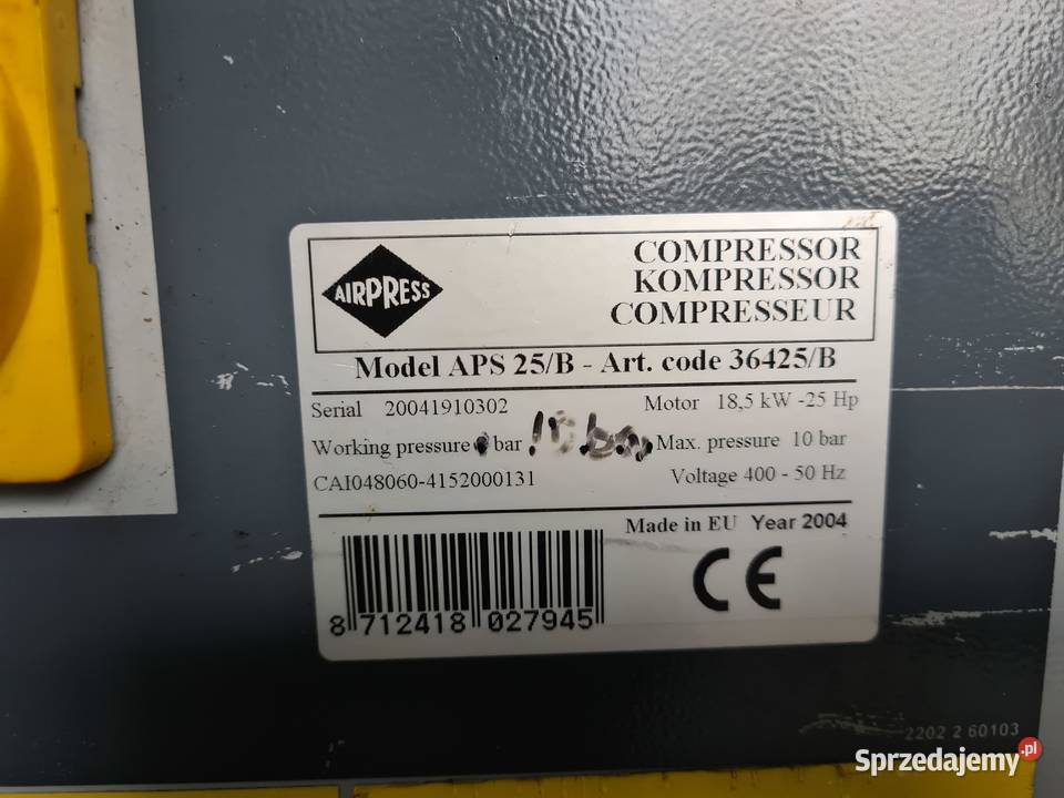 Kompresor śrubowy AIRPRESS APS 25 185 kw 2 Motoryzacja Zduny