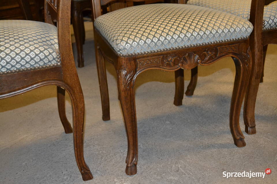 stół i 6 krzeseł ludwikowski komplet dąb Będzin