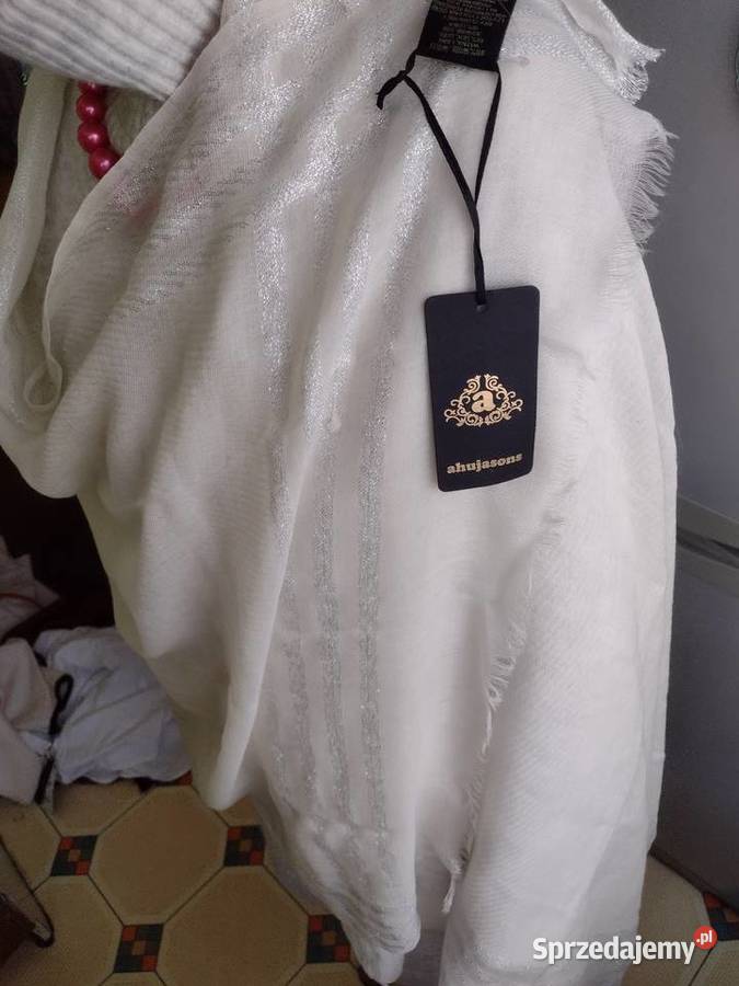 Wełniano jedwabny szal wieczorowy jedwab małopolskie