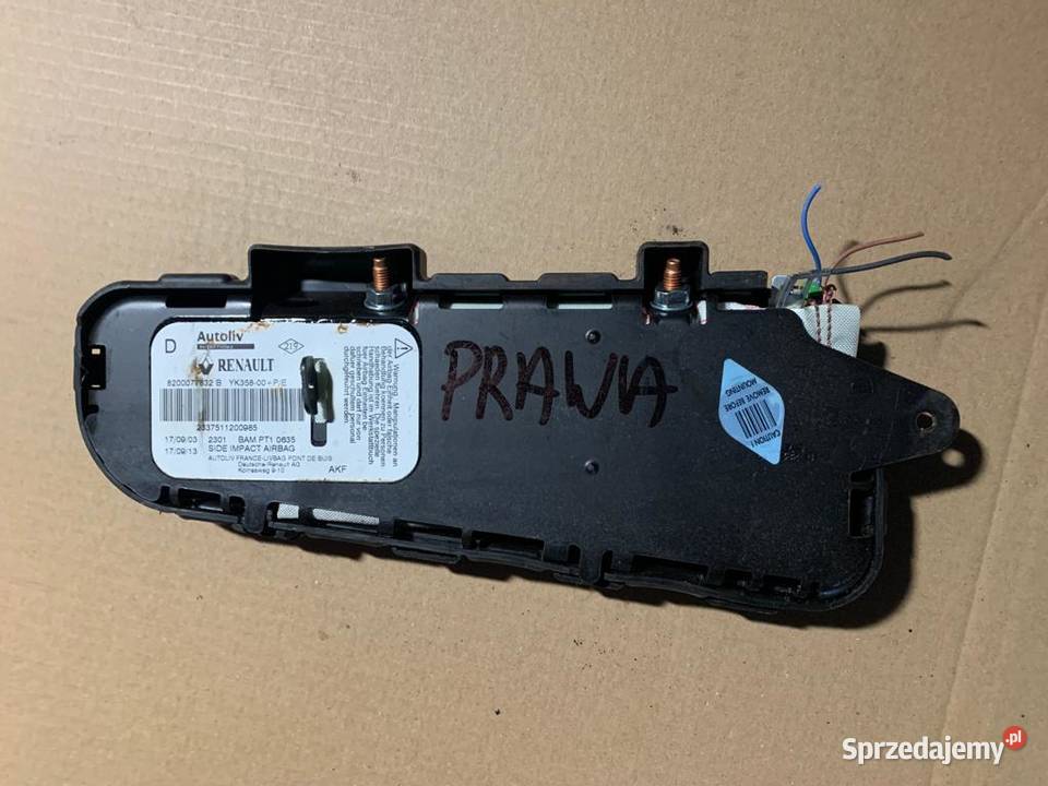 Poduszka powietrzna fotela prawa renault Scenic zachodniopomorskie Szczecin sprzedam