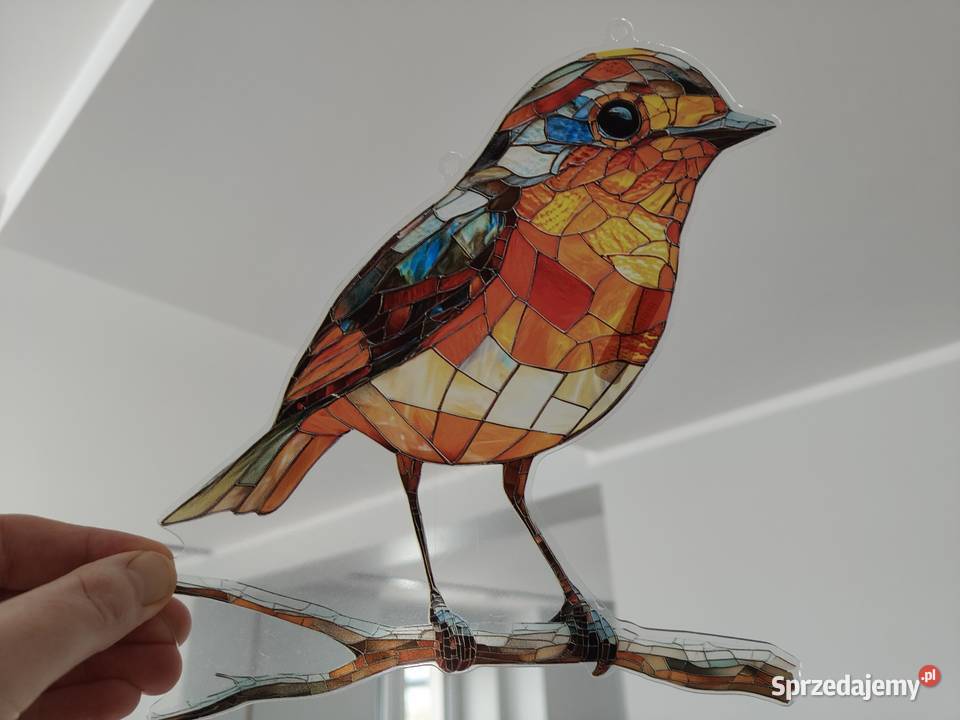Nowy witraż witrażyk dekoracja okienna ptak Witraże mazowieckie Płock