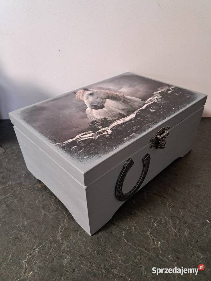 Kuferek konie szary handmade Kędzierzyn-Koźle