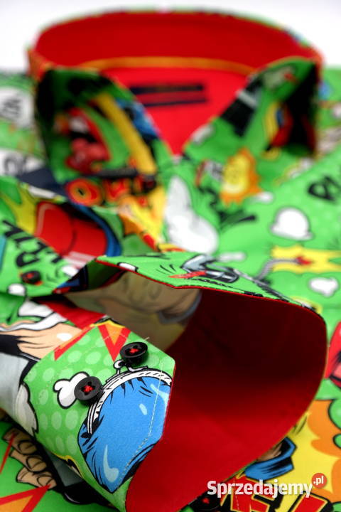 DANIEL BESSI Koszula Męska Fb086 Zielona KOMIKS Ostrów Wielkopolski