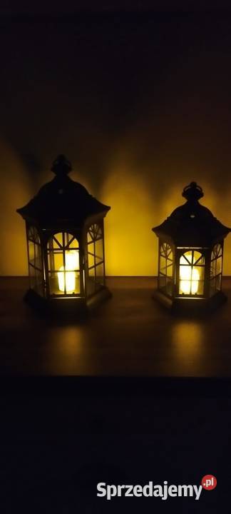 Lampiony metalowe szklone świeczniki ledowe kpl2 Bydgoszcz