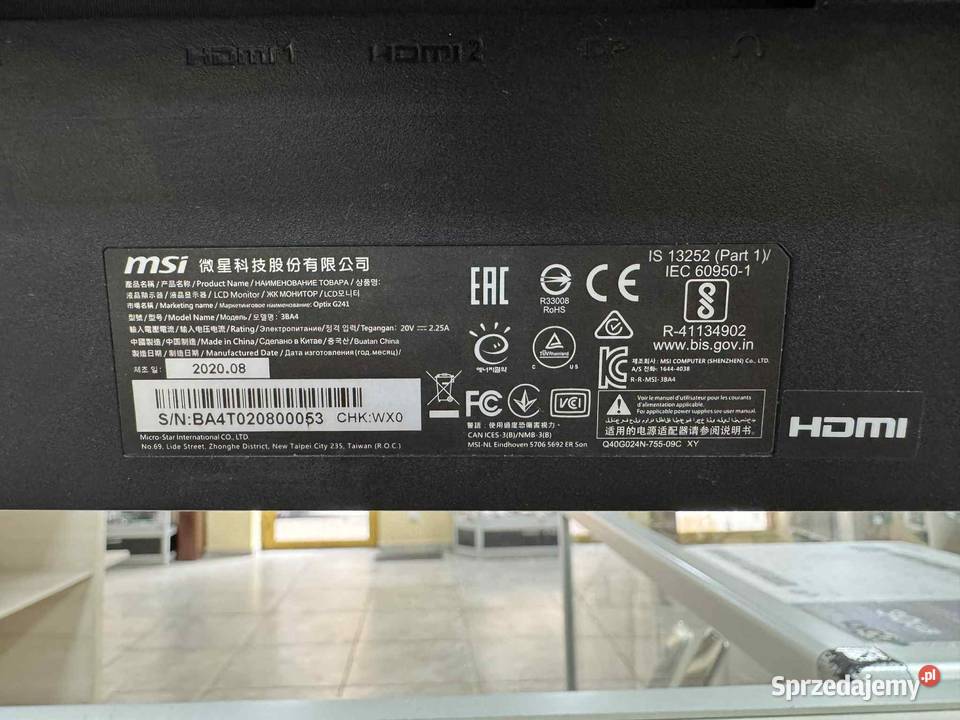 Monitor MSI Optix G241 144Hz warmińsko-mazurskie Elbląg