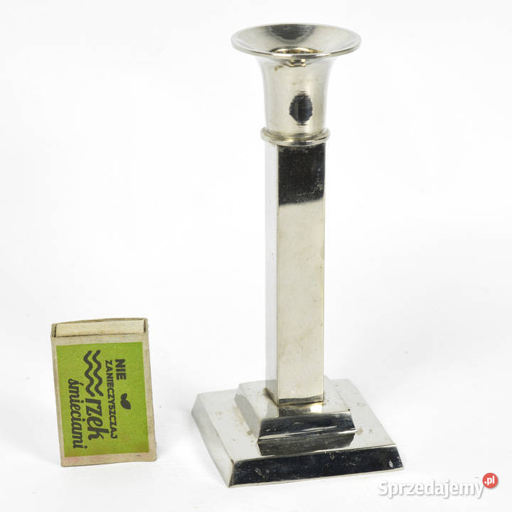 Niklowany świecznik klasycystyczny Francja lata Warszawa