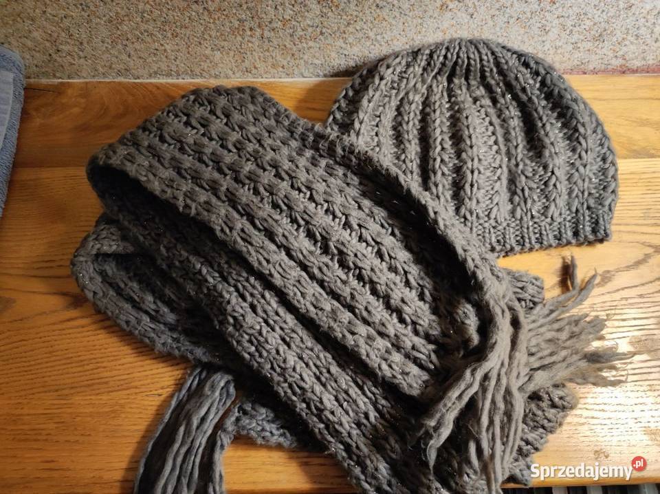 mięsisty gruby szal długi szalik czapka komplet sprzedam