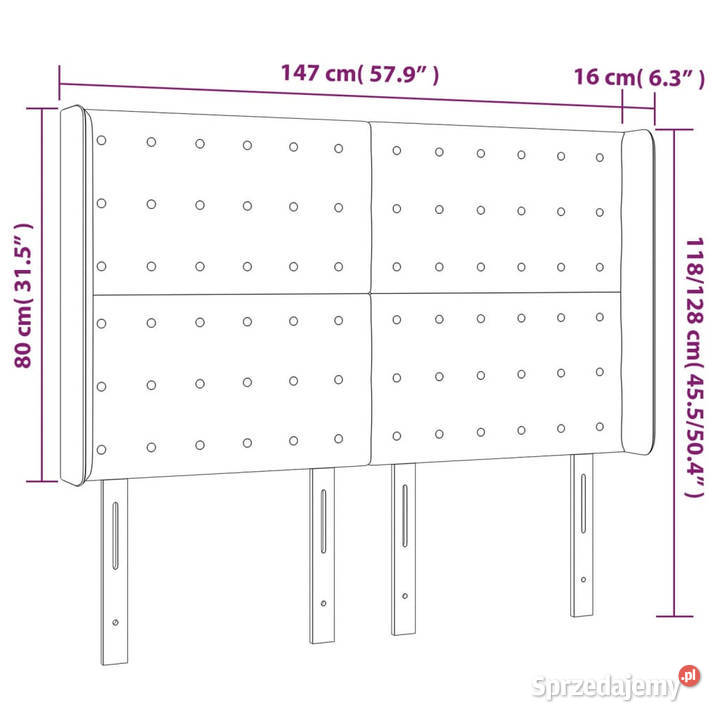 Zagłówek do łóżka z LED taupe 147x16x118128