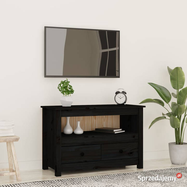 Szafka pod TV czarna 79x35x52 lite drewno Warszawa