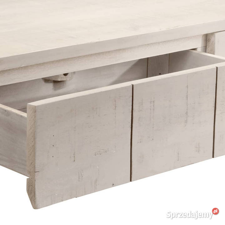 Stolik konsolowy biały 110x35x75 lite drewno