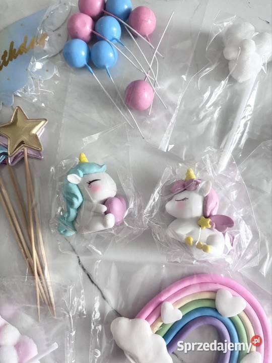 Śliczny zestaw na tort urodzinowy Dwa jednorożce Żary