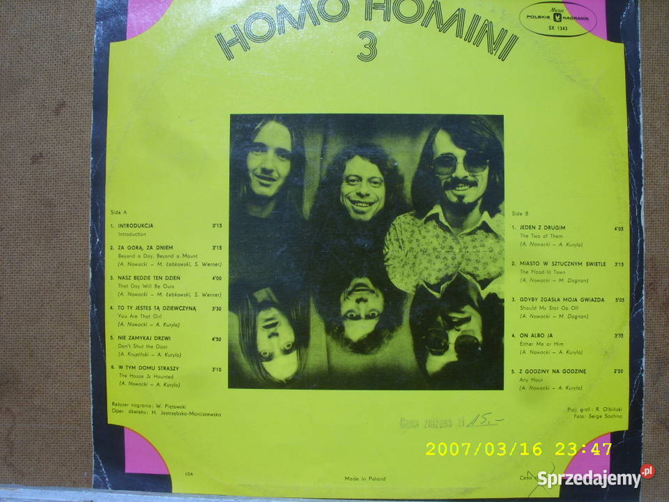 Winyl LP rock HOMO HOMINIINTRODUKCJA 3 MUZA SX Wołów