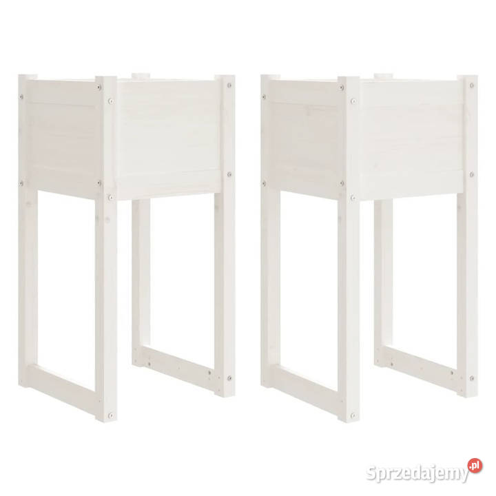 Donice 2 białe 40x40x81 lite drewno sosnowe Warszawa