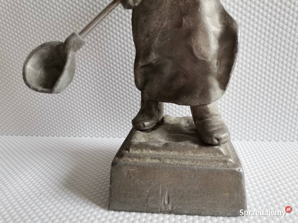 Stara duża figurka metalowa Hutnik PRL Antyki śląskie Katowice