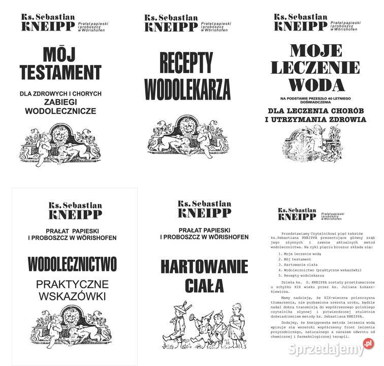 5 książek o leczeniu wodą Ks Sebastian Kneipp Ruda Śląska