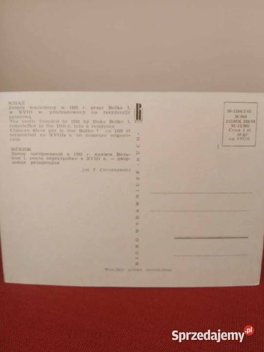 Zamek Książ Pocztówka z 1965 roku Wałbrzych