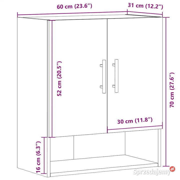 Szafka ścienna dąb artisian 60x31x70 WM857299 Warszawa sprzedam