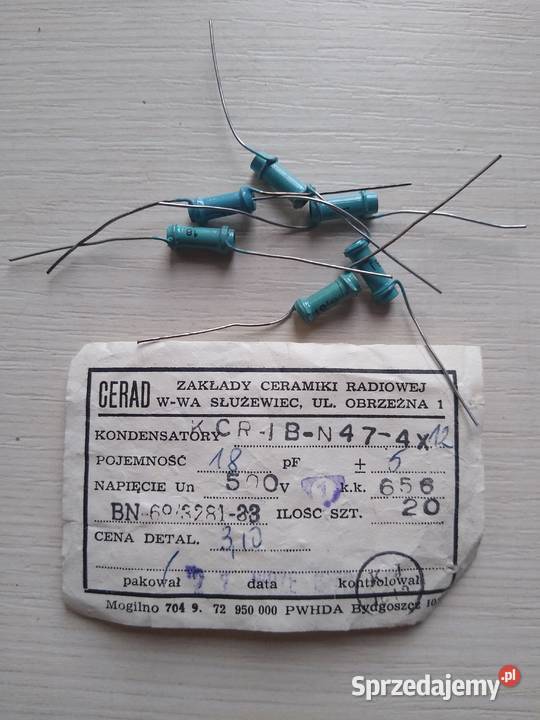 Kondensator ceramiczny rurkowy KCR 18pF500V mazowieckie