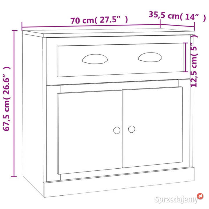 Szafka dąb sonoma 70x355x675 materiał Warszawa
