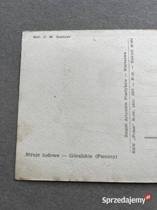 Pocztówka Stroje ludowe Góralskie Pieniny J M śląskie Błażejowice sprzedam