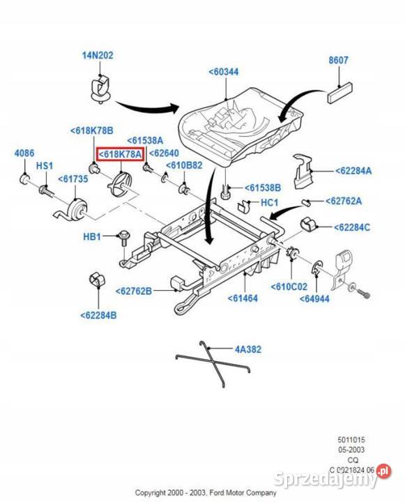POKRĘTŁO REGULACJI FOTELA FORD KA 9608 1036115