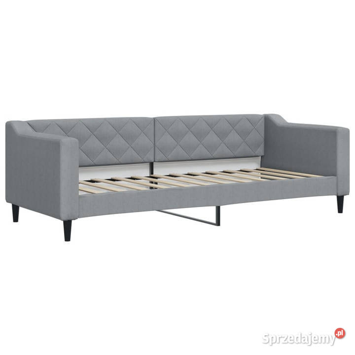 Łóżko dzienne jasnoszare obite tkaniną 80x200