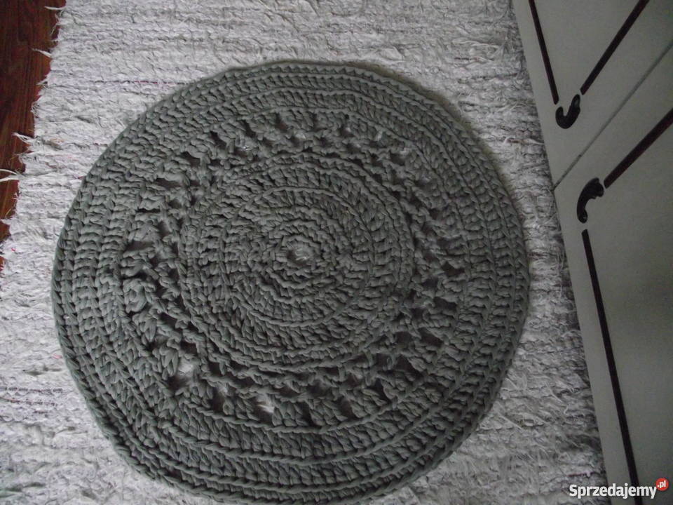 OKRĄGŁY DYWANIK W SZROŚCIACH rękodzieło odcienie szarości Dywany i wykładziny Piła